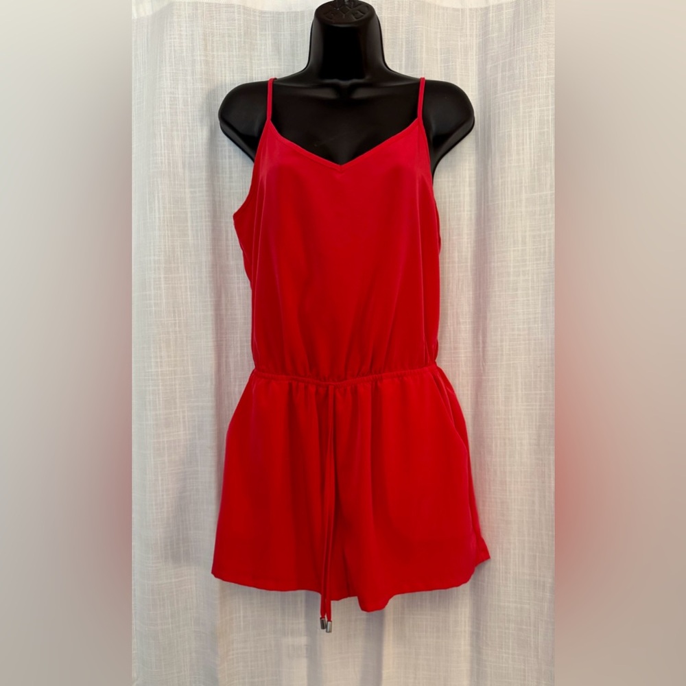 Red Spaghetti Strap Romper